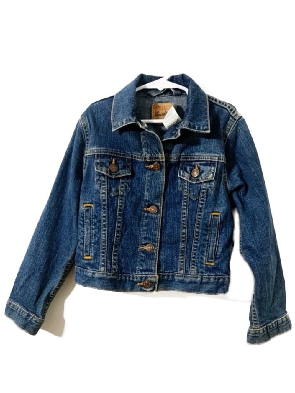 Levi’s Denim Jean Jacket Size Medium Medium Wash Button Front Cropped Short Fit